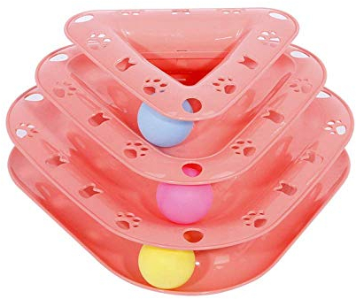 qiuqiu Pet Supplies Cat Play Disk Dreischichtiger Orbit Ball Cat Turntable Pädagogischer Cat Toy Triangle Cat Turntable