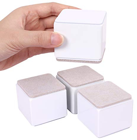 AIRUJIA 5 cm Möbelerhöhung aus Karbonstahl, Durchmesser 6 cm, Selbstklebend, Robuste Möbelerhöhung, Fügt 5 cm Höhe zu Betten Sofas und Schränken Hinzu, Quadrat Weiß