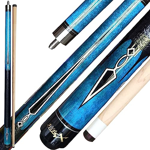 Tai ba cues Pool-Queue-Stick, 11,75 mm Spitze, 144,8 cm, Hartholz, kanadischer Ahorn, 2-teilig, professioneller Billardstock 18,19,20,21 g (wählbar), Blau, Rot, Grau, Grün