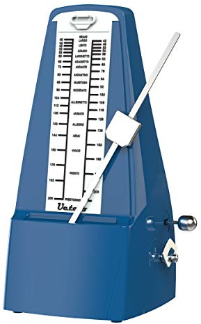 Mechanisches Metronom lauter Klang Klaviertrommel Violine Saxophon Blau