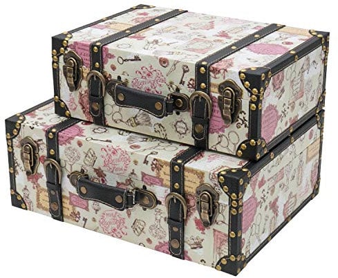 HMF VKO105 Vintage Koffer aus Holz | 2er Set | Versch. Größen | Deko Barock