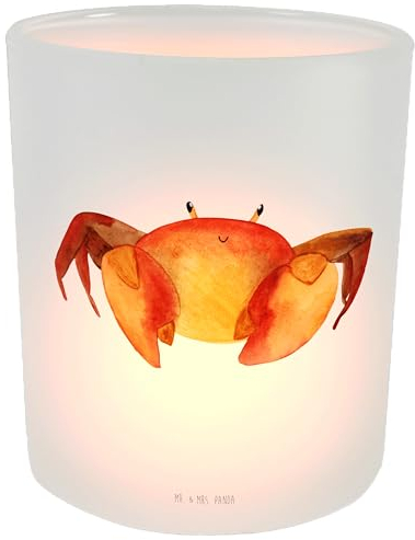Mr. & Mrs. Panda Windlicht Sternzeichen Krebs - Geschenk, Teelichtglas, Kerzenglas, Horoskop, Krebs Sternzeichen, Windlicht Hochzeit, Teelichthalter,
