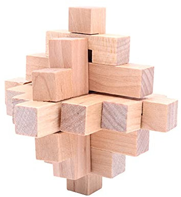 ANCLLO 9-in-1 3D Luxus Holz Gehirn-Puzzle Teaser Kongming Lock inklusive Aufbewahrungsbox