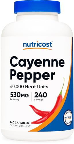 Nutricost Cayenne Pepper 530mg, 240 Capsules - 40,000 Heat Units, Gluten Free, Non-GMO