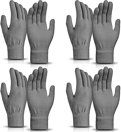 SATINIOR 4 Paar Magische Handschuhe Winter Strickhandschuhe Elastische Unisex Handschuhe Warme Fingerhandschuhe für Damen Herren Sport (Grau)