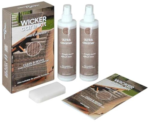 vidaXL Gartenmöbel Reiniger für Rattan Textilene Möbelreiniger Möbelpflege Kunststoffreiniger Geflechtmöbelreiniger Schnellreiniger Ultrareiniger 2x250ml