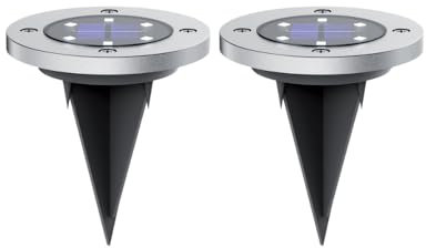 Xanlite, PACK2SPSO4, Lot de 2 Spots Solaires LED Acier et Verre, IP44, 6500K, Autonomie 8H