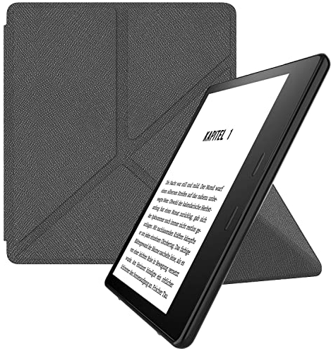 MyGadget Custodia Origami per Amazon Kindle Oasis 10a Generazione dal 2019 & 9a Gen. (2017) Cover con Funzione Appoggio e Sonno | Sveglia Integrata Nero
