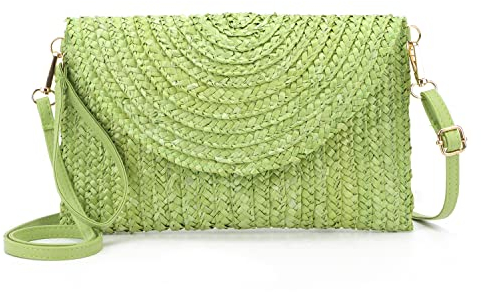 LHHMZ Cartera de mano de paja para mujer Bolsos de verano Bolsos de hombro de paja tejida Cartera de playa