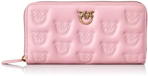 Pinko Ryder Zip Around Sheep Nappa L, Accessori da Viaggio-Portafogli Donna, P66Q_Rosa ROSSORE-Antique Gold, 20X2X10cm^3