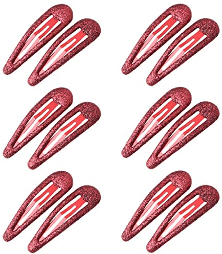 ZEVONDA Glitter Clip a Scatto per Capelli - Fermagli per Capelli in Metallo Colorati Glitter Paillettes Fermacapelli Barrettes Accessori per Styling de Capelli Ragazze Donne, Rosso *12
