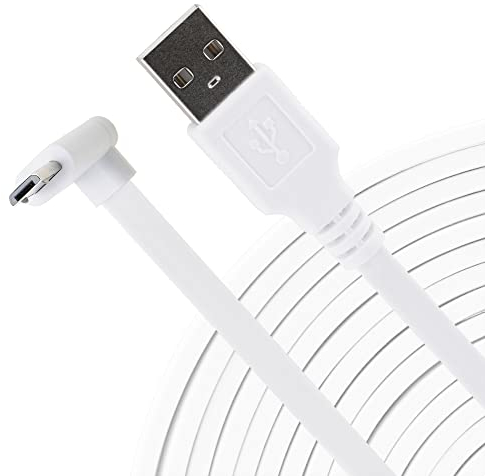 LEFXMOPHY for WYZE Cam Pan V3 Power Cord 90 Degree L-Shape Connector Micro USB Right Angle Extension Charging Cable, 10ft Long White Extender