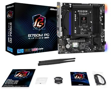 ASRock B760M PG Riptide WiFi Micro-ATX Motherboard | Supports 14th/13th/12th Gen Intel | DDR5 7200+ (OC) | WiFi 6E | 2.5G LAN | 14+1+1 Power Phase | Front & Rear USB-C