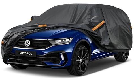 Kayme Autoplane Wasserdicht Atmungsaktiv für Volkswagen T-ROC (2017-2025), 7 Schichten Vollgarage Autoabdeckung für Regen Sonne Staub Schutz Verkratzt, Autoabdeckung mit Reflektierenden Streifen.