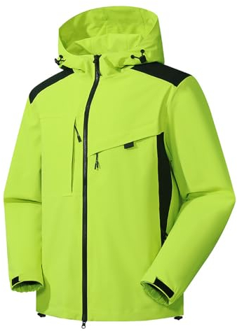 GOOSMI Mens Windproof Jacket Men Fall Stand-Up Collar Waterproof Jacket Mens Sport Climbing Casual Jacket Mens Camping Punching Jacket Outdoor Travel C-Bright Green XXL