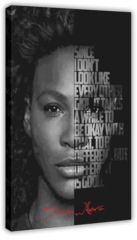 yiili Serena Williams-Poster mit Promi-Zitaten auf Leinwand, Schlafzimmer-Dekor, Sportlandschaft, Büro, Raumdekoration, Geschenk, Rahmen-Stil, 20 x 30 cm
