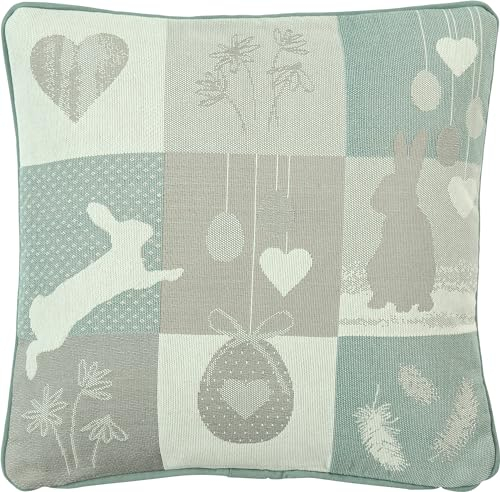 Sander Kissen Happy Easter, gefüllt Gobelin grau-Jade Größe 40x40 cm