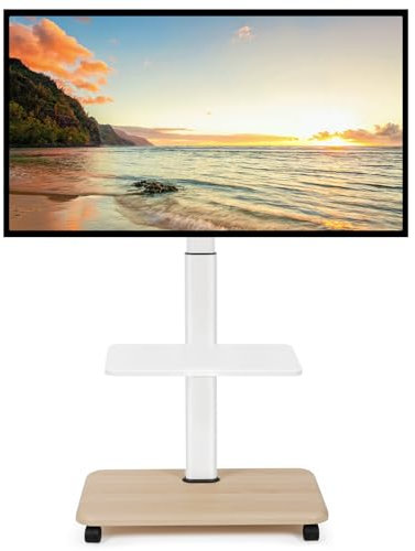 Hellsehen Rollender TV-Ständer für 81,3 - 178,8 cm (32 - 70 Zoll), flache, gebogene LED-Bildschirme, LCD-OLED-Bildschirme, bis zu 45,4 kg, höhenverstellbar, mobiler TV-Wagen mit abschließbaren Rädern