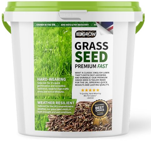 UKgrow QuickSprout Grass Seed: Luxurious Lawn in Record Time - Perfect for UK Gardens (Bag, 1 Litre)