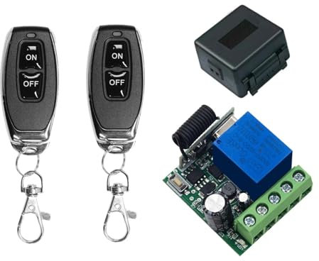 QIACHIP 433Mhz DC 5V 6V 12V 24V 60V 1CH Control remoto inalámbrico módulo receptor de relé RF con 2 transmisor, para luz ON/OFF, puerta abierta