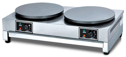 SCHYWL Crêpière Électrique Double Tête Crêpière Commerciale 6000 W Machine À Crêpes Électrique 50-300 ℃ Température Réglable avec Plaque Chauffante Antiadhésive