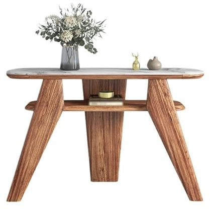 ZKALQECNF Entryway Table 46 Farmhouse Solid Wood Console Tables, Hallway Table with Faux Marble Veneer Tabletop, Sofa Table with Shelf for Living Room Foyer Corridor Hallway Table