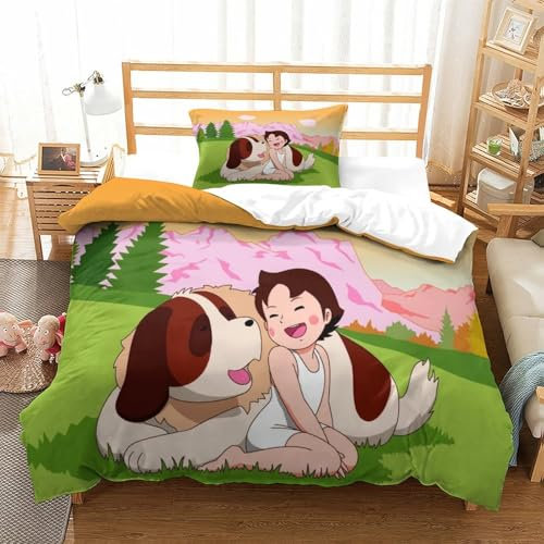 Rochile Heidi Bettbezug Set Bettwäsche-Sets Kinderbettwäsche-Set Reißverschluss Mit Kissenbezug Betten Set Für Jugendliche Kinder Schlafzimmer Single（135x200cm）