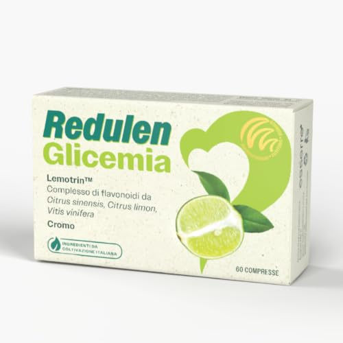 Esserre Redulen Glicemia | Integratore con Cromo | 60 Compresse | Integratore Alimentare con Limone, Esperidina e Vite Rossa | Controllo dei Livelli di Glucosio | Senza Glutine e Lattosio