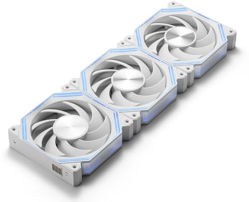 darkFlash INF34 120MM PC Case Fan, Daisy-Chain, up to 2000RPM Cooling, 4-Pin PWM, ARGB CPU Cooling Computer Fan, 3 Pack (White, Forward)