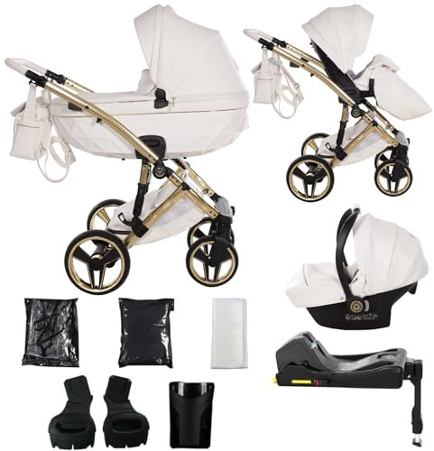 Junama Kinderwagen Candy 2in1 3in1 4in1 (02 - Weiß, 4in1 mit ISOFIX Basis)