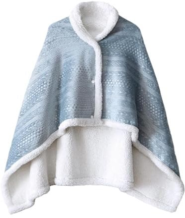 Tewzafiya Women's Poncho Portable Blanket | Lap Blanket | Soft Blanket | Couch Blanket Warm Throw Blanket | Comfortable Poncho Plush Blankets Throw Scarf Wrap Cover Cape with Buttons for Bed Sofa,