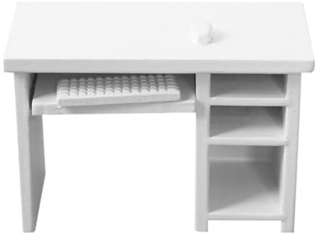 Veemoon 1set Scale Dollhouse Computer Desk with Mouse Keyboard Miniature Office Furniture for Creative Play Dollhouse Accessory for Boys and Girls Imaginative Learning and Entertainment