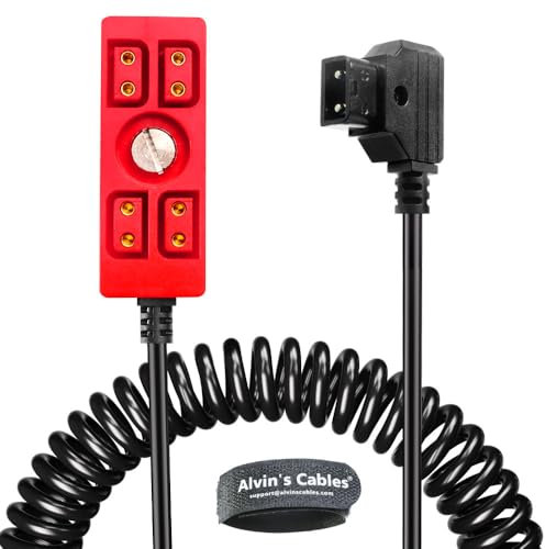 Alvin's Cables Dtap Splitter Cable Dtap Male to 4 Port D Tap Female Splitter Hub Power Cable for ARRI RED Teradek SmallHD SmallRig V-Mount|Gold-Mount Battery, 40cm/15.7in Red