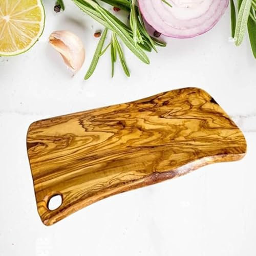 Tagliere in legno di ulivo,spessore e resistente, cucina sana ed ecologica,Healthy,legno massello, rustico, tavola in legno di ulivo lungo 32 a 35 cm (tavola quadrata cava)
