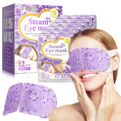 Maschera Occhi al Vapore Rilassante con 12 Pezzi per Sollievo da Occhi Secchi, Cerchi Scuri e Gonfiori, Trattamento Termico Auto-Riscaldante da 40-60 Minuti, Perfetto per Relax e Benessere