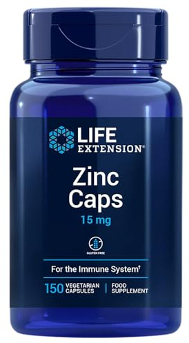 Life Extension - Zink 15 mg 150 Kapseln – Unterstützt Immunsystem, Haut, Haare, Nägel & Zellteilung – Mit OptiZinc® und Zinkcitrat