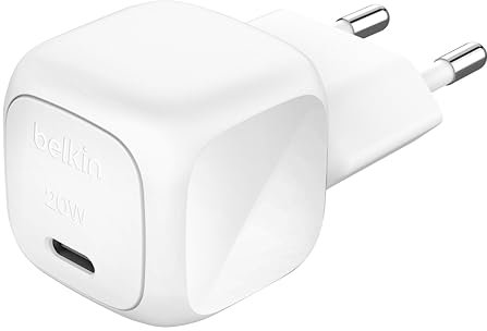 Belkin BoostCharge Caricatore USB-C cubico da 20 W, Caricabatteria rapido, Alimentatore USB C per Apple iPhone 16, 16 Pro, 16 Pro Max e altri, Samsung Galaxy S24, iPad, AirPods ecc, bianco