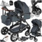 tectake® 2 in 1 Kinderwagen, klappbarer Kinderwagen Buggy mit Liegefunktion, mit Fußsack Kinderwagen, Getränkehalter Kinderwagen, herausnehmbarer Babywanne und Regenschutz Kinderwagen - anthrazit