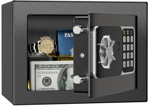 KABISAFE 6.8L Safe, Digital Small Safe Box, Mini Safes for Home, Black | Lock Box with Digital Keypad, Keys, Wall Safe for Home & Office, Storage for Cash Jewelry Documents Valuables