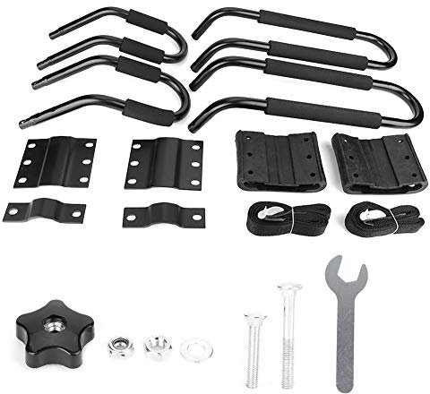 Kayak Carrier Rack Set Heavy Duty Adjustable J Shape Kayak Roof Rack for Canoe Boat Surf Ski Car SUV Crossbar with EPDM Pads UV Protected Black