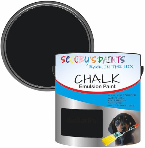 Scooby's Paints Chalk Emulsion Paint, Water-Based, No Primer Required, 250ml, For Walls and Furniture (Cloud Steam (Grey))