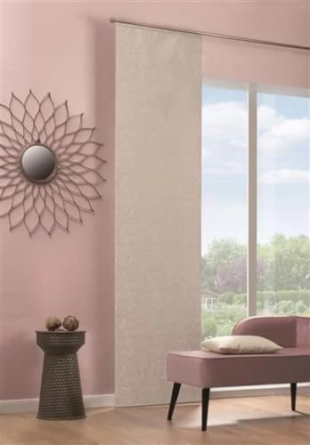 BB-Toy-Trades Schiebevorhang Vorhang 60 x 245 cm Metalloptik Optik Lurex mit Muster Gardine Fensterschal Flächenvorhang Schiebegardine Raumteiler Oliverio - Silver/braun/beige - kürzbar