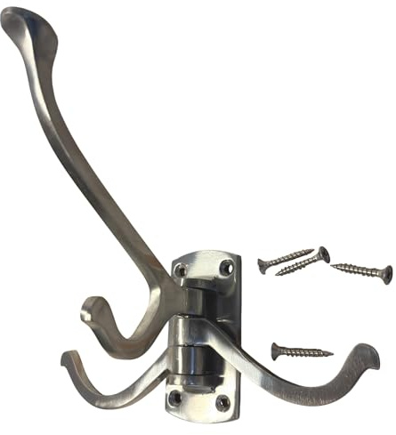 Thorness Aluminium Triple 𝗦𝗪𝗜𝗩𝗘𝗟 𝗖𝗢𝗔𝗧 𝗛𝗢𝗢𝗞 3-Prong Wall Mounted Hanger for Towels Robes Bags Jackets Bathroom Entryway