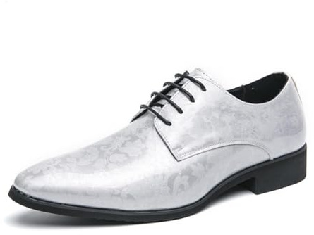 DXSYGMBN Scarpe Derby da Uomo in Pelle Verniciata Eleganti Stringate Oxford con Motivo Floreale per Matrimonio Cerimonia Festa