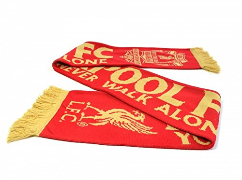 Liverpool FC You'll Never Walk Alone Red Gold Crest Liverbird Scarf LFC Official