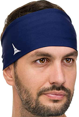 French Fitness Revolution - Bandeau Anti-Transpiration pour Homme et Femme - Serre-Tête Extensible Anti-Humidité pour Sport, Running, Cyclisme, Fitness et Yoga - Marine