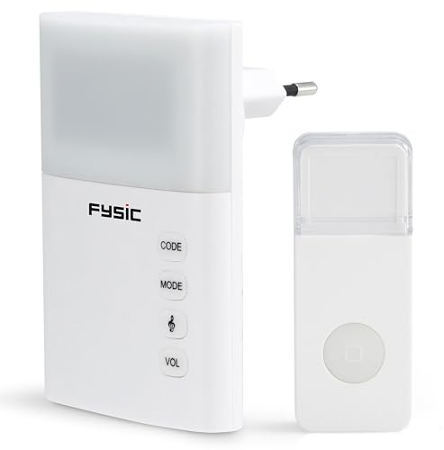 Fysic FD-110 Carillon sans Fil avec Flash Lumineux – Sonnette AC 85 DB, IP44, kit Complet