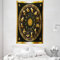 ABAKUHAUS Astrologie Wandteppich und Tagesdecke, Signs Kreis Sonne-Mond aus Weiches Mikrofaser Stoff Waschbar ohne Verblassen Digitaldruck, 140 x 230 cm, Dunkel Waldgrün Orange