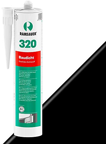 RAMSAUER 320 Baudicht (Schwarz) - 310ml Kartusche, hoch elastisch, Abdichtung von Fugen an Fassaden, Dehnungs- & Stoßfugen Fertigbetonbau, Anschlussfugen Fenster-& Türrahmen, Innen- & Außenbereich