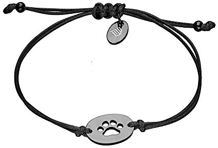 Max Palmer Armband mit Anhänger Pfote/TATZE [02.] - Band: schwarz | Anhänger: schwarz